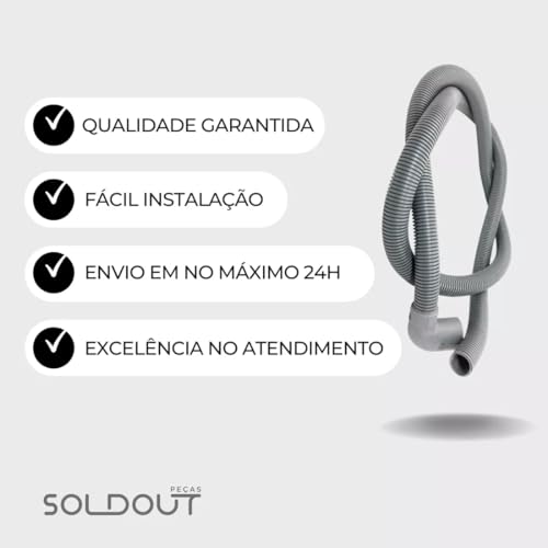 Mangueira Saída de Água Drenagem Lavadora Máquina de Lavar 1,85m Bocal Curvo Brastemp Ative Bwl11 Or