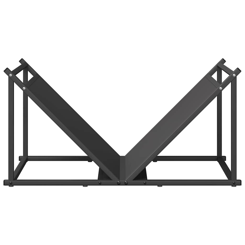 Estantería para leña negra de acero laminado en frío, 70 x 43 x 34,5 cm, con 100 kg de carga para leña y troncos en interiores, salón, terraza, jardín