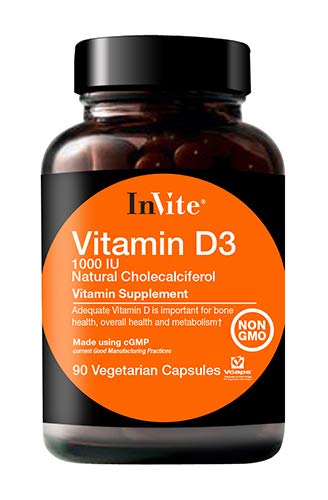 InVite Health Vitamin D3 1000IU, Provides Nutritional Support for Bone Health, Metabolism and Overall Health, Natural Cholecalciferol, Non-GMO Dietary Supplement, 90 Vegetarian Capsules (Pack of 1) InVite Health Vitamin D3 1000IU, Provides Nutritional Support for Bone Health, Metabolism and Overall Health, Natural Cholecalciferol, Non-GMO Dietary Supplement, 90 Vegetarian Capsules (Pack of 1)