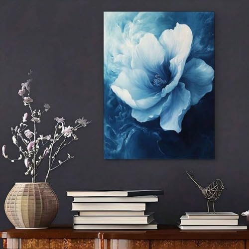 Décoration d'intérieur affiche florale bleue tableau grand format - 3