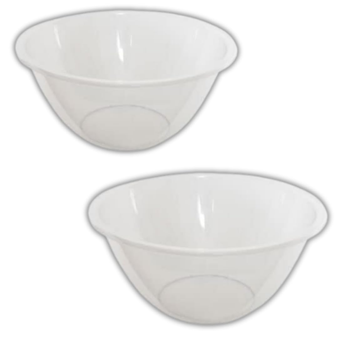 citystores® 2X 20cm 2.3L Mixing Bowl Plastic Clear for Cooking Baking Food Preparation Durable Kitchen Bowl for Easy Food Mixing