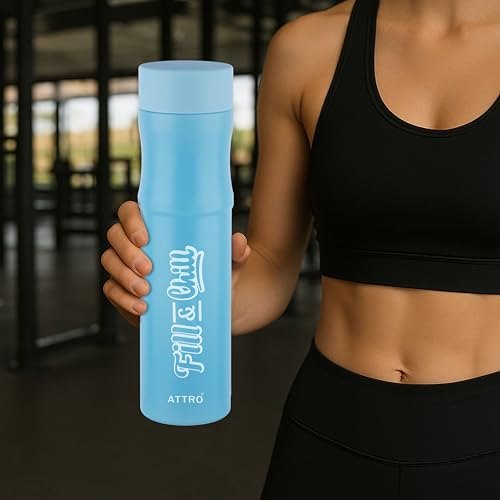 Image of ATTRO Crazy 1000ml Water Bottle - Round Plastic Fridge Bottle - Airtight, Leak-Proof, BPA-Free, Freezer Safe Durable & Lightweight - Set of 2 Blue - Ideal for Home & Office