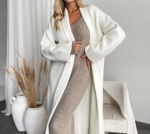Womens Long Sweaters Cardigan Warm Thick Open Front Lapel Knit Coatigan for Women Mid Length Jacket Long Blazer Coat3