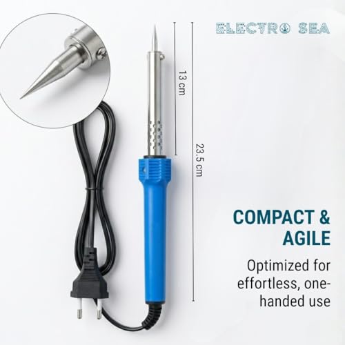 Image of ElectroSea 60W Soldering Iron Kit with 1 Interchangeable Tip, Solder Wire, QuickFix Flux Paste, Fast Heating Professional Welding Tool for Electronics, Automotive, Heavy-Duty DIY projects