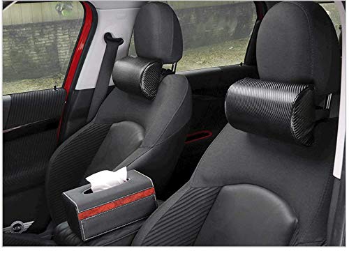 DEFTEN 2Pcs Carbon Fiber Car Headrest Neck Pillow Seat Cushion Covers for Cadillac XT6 XT5 XT4 CT6 CT5 XTS CTS ATS SLS Escalade (Black)