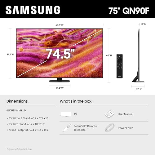 Image of Samsung 75-Inch Class Neo QLED 4K QN90F Series, Vision AI, Mini LED Smart TV (2025 Model, 75QN90F) Neo Quantum HDR+, Object Tracking Sound+ w /Dolby Atmos, Glare Free, Gaming Hub, Alexa Built-in