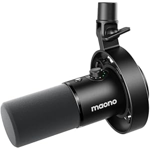 MAONO Dynamic Microphone-XLR USB Podcast Recording Mic: for Vocal Recording, Content Creation, Home Studio, Voiceover, with 192kHz/24bit, Noise Reduction, Mic Gain, Monitoring, Mute (PD300X)