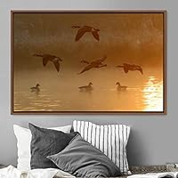 Framed Canvas Wall Art Flying Together Birds Farmhouse/Country Group Group Multicolor Photography Realism Relax/Calm Warm - 16x24 inches