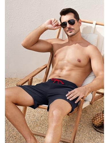 SILKWORLD Mens Swim Trunks with Compression Quick Dry Bathing Suit 6" Swimming Shorts Stretch with Zipper Pockets4