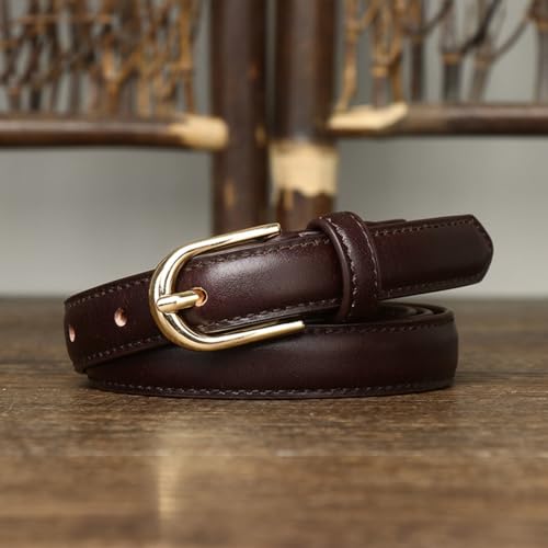 Women 1.8cm Skinny Stitching Leather Belts for Jeans Dress Pants Fashion Ladies Thin Waist Strap with Gold Buckle3