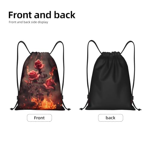 Drawstring Bag Lightweight Small Gym Bag for Women Flowers Burning Soccer Backpack for Sports Travel4