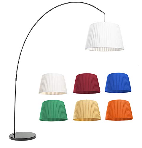 Paralume per lampada da terra ad arco e per lampada a sospensione in 12 colori interamente fatto a mano (Bianco, 35cm (attacco E27))