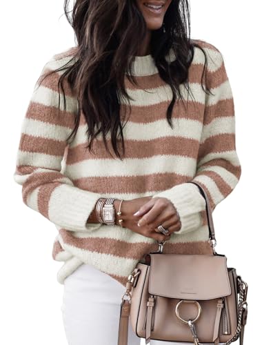 Dokotoo Winter Clothing for Women Crew Neck Striped Color Block Sweaters Casual Loose Fall Outfits...
