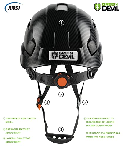 Image of GREEN DEVIL Safety Helmet Hard Hat Adjustable Lightweight Vented ABS Work Helmet 6-Point Suspension ANSI Z89.1 Approved Ideal for Industrial & Construction