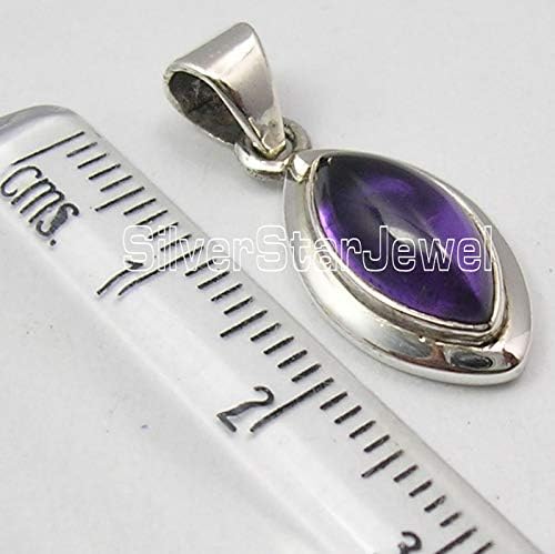 Sterling Silver Purple Amethyst February Birthstone Pendant 1" Gemstone Gift