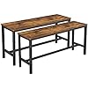VASAGLE Dining Bench, Pair of 2, Industrial Style, Steel Frame, for Kitchen, Living Room, 12.8 x 42.5 x 19.7 Inches, Rustic Brown + Black,UKTB33X