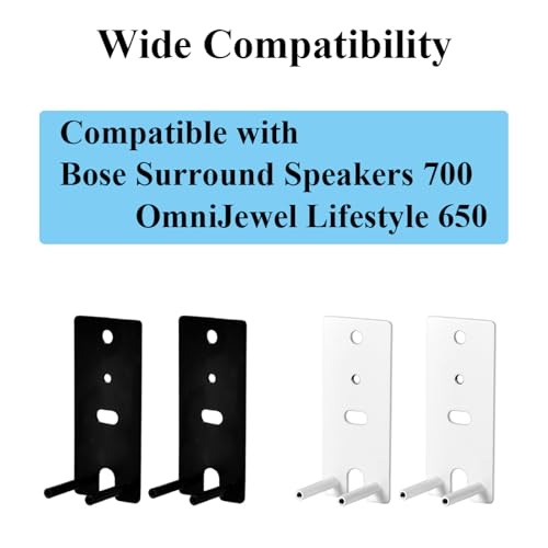 1 Pair Wall Mount Brackets Compatible with Bose Lifestyle 650 Home Entertainment System Omni Jewel Surround Speaker 700 (White) 3 41Eapmc7McL