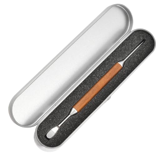 Generisch Matita per caffè in acciaio inox – strumento per decorare cappuccino, latte ed espresso, doppia penna latte-art con manico in legno, per decorazioni di caffè e schiuma