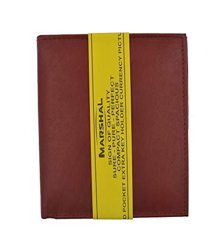 MARSHAL Wallet Genuine Leather Men's Hipster Wallet (Burgundy)3