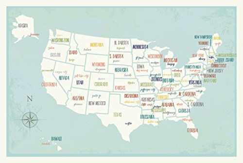 Usa Wall Map Art Print, 14X11 Inches, Kid's Usa Wall Map,Children's Room Decor, Gender Neutral Nursery, Travel Nursery Decor,United States Of America Map #TOP1