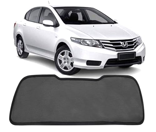 Image of Autofact Dicky Curtain for City 2009-2013 | Custom Fit Rear Windshield Sunshade | Foldable Mesh | Privacy & Cooling Car Accessory | Car Rear Sun Shade UV Block Easy Install Durable Black Mesh