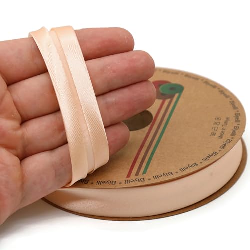 Image of Fold Satin Bias Tape - 99+ Colors - 3 /4 Inches Wide - 27 Yards - Fold Satin Binding Bias Ribbon Fabric Piping Bias Binding Tape for Sewing Clothing DIY (13. Lip Pink) BYS13