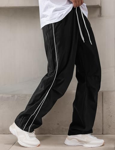 SEAUR Men's Baggy Pants Y2k Parachute Sweatpants Hiking Straight Leg Track Trousers3