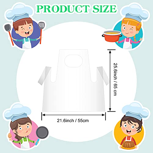 SATINIOR 25 Pieces Disposable Aprons for Kids Painting Plastic Smocks Disposable Waterproof Oil Proof Small Clear Polythene Children Art Apron for Craft Cooking Eating Teaching DIY Picnic - Thumbnail 2