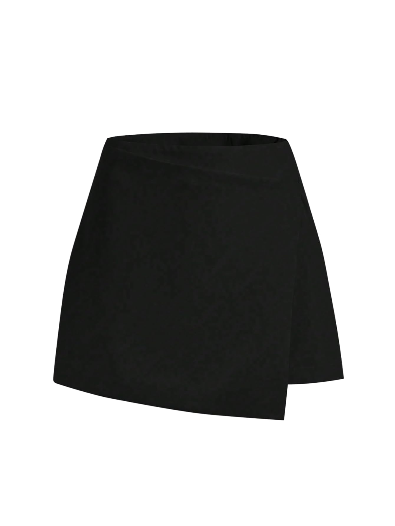 MakeMeChic Womens Black Mini Skirts Wrap Asymmetrical Hem Business Office Short Bodycon Skirts