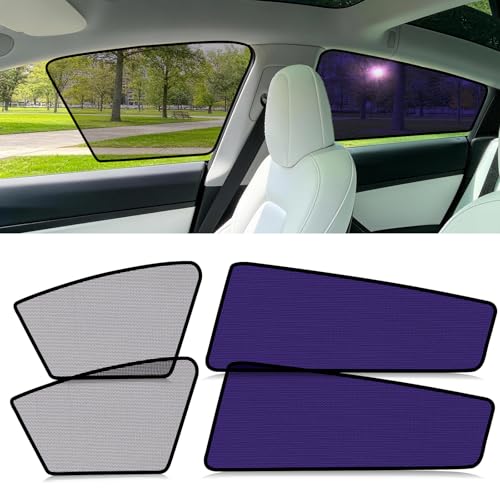 ZATOOTO Tesla Model 3 Window Shade for Side Window Sun Shade Static Cling | Anti-Glare | Front for Driver Visibility | Rear for Baby Sun Protection | Specific fit Frameless Door | 2018-2026