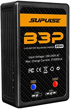 SUPULSE Lipo Charger 2X Faster Quick Charge 25W 2S-3S RC Balance Charger AC 7.4-11.1V Fast Charger LiPo Battery Charger Upgrade Version B3 Pro Compact Charger RC Battery Chargers Lipo Charger (B3Pro)