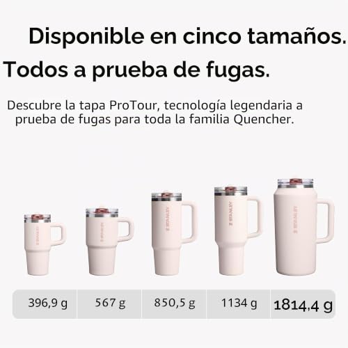 Miniatura 5 de Stanley Quencher Protour - Vaso Con Pajita Con Tapa A Prueba De Fugas, 1,2 L, Pajita Integrada Y Asa, Soporte Para Vasos, Compatible Para Viajes, Vaso Aislado De Acero Inoxidable, Sin Bpa, Cuarzo Rosa