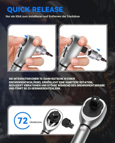 GOYOJO Drehmomentschlüssel 3/8 Zoll, 5-60Nm Motorrädern & Fahrrädern Drehmomentschlüssel...