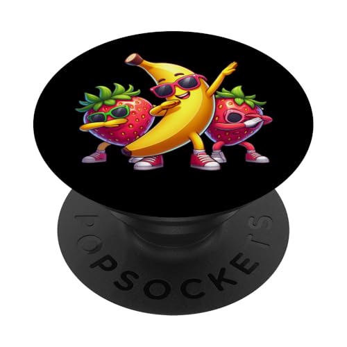 Dabbing Yellow Banana & Strawberry Funny Fruit Dab Dancing PopSockets PopGrip Intercambiable