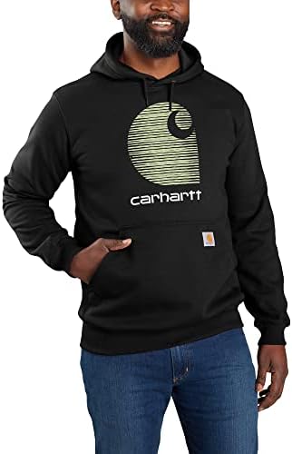 Carhartt Men's Rain Defender Loose Fit Midweight C Logo Graphic Sweatshirt, Black, Large