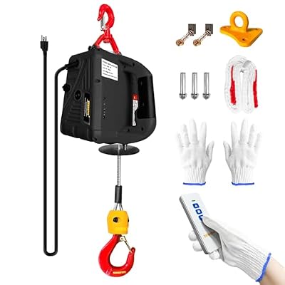 SENKEYFE Power Electric Portable Hoist Winch 1100LBS, 2 in 1 Electric Cable Hoist 110V 25 FT with Lifting Strap, Electric Hoist Lift Ceiling Winch for Lifting Towing