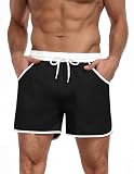 COOFANDY Mens Swim Trunks Quick Dry Swimsuit Slim Fit Bathing Suit Swimwear Beach Shorts Black S