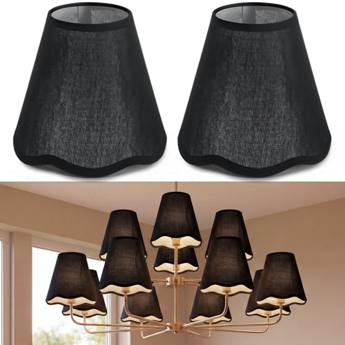 Glooglitter Rattan Lamp Shade Set, 3x6x5.25", Black