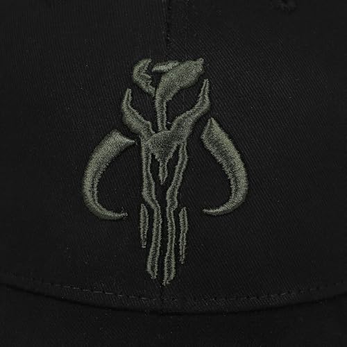 Image of Star Wars: Episode IV A New Hope Boba Fett Mandalorian Logo Washed Cotton Twill Dad Cap Black