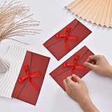 ATSNOSH 10 Pcs Bow Envelopes, Retro Kraft Buckle Envelopes, Postcard Party Invitations Envelope, for Mother's Day, Wedding, Birthday, Valentine's Day, Thanksgiving, 20 x 11cm (Red) - Image 5