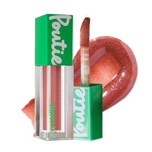 Image of Sammmm Poutie Glass Shine Lip Gloss for Women l Hydrating & High Shine l Lightweight & Non-Sticky l Soft Smooth Lips l Rosehip & Kukui Nut Oils l Coral l Sulphate Free Lip Plumper Gloss l Pigmented Lips 6.5 ml