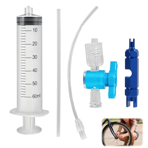 60ml Jeringuilla Tubeless, Inyector Sellador Bicicleta, Sellador de Neumáticos Jeringuilla, Jeringuilla Líquido Antipinchazos Bicicleta, Anti Pinchazos Bici Portátil, para Reparación de Neumáticos