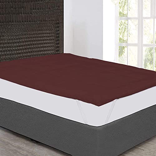 Image of 1200GSM Hollow Fibre Mattress Padding /Topper Maroon for Single Bed-36 Inch X 78 Inch