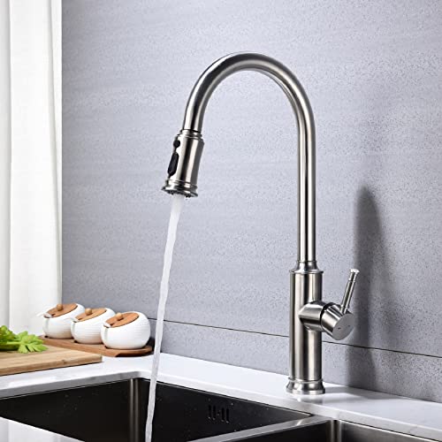 Robinet de cuisine extractible à arc élevé avec commande monocommande