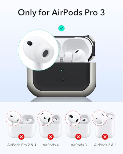 Image of ESR for AirPods Pro 3 Case, Compatible with AirPods Pro Case 3rd Generation (2025), Compatible with MagSafe, Full Drop Protection Cover with Lanyard, Titanium