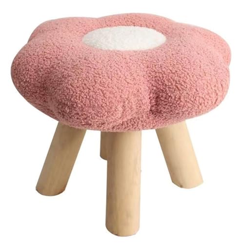 Lamppdcor Small Wooden Stool,Foot Stool Stool Comfortable Pouf Flower Shape Shoe Bench with Wooden Quiet & Anti-slip Legs Padded Footrest Foot Rest For Living Room Entryway Office