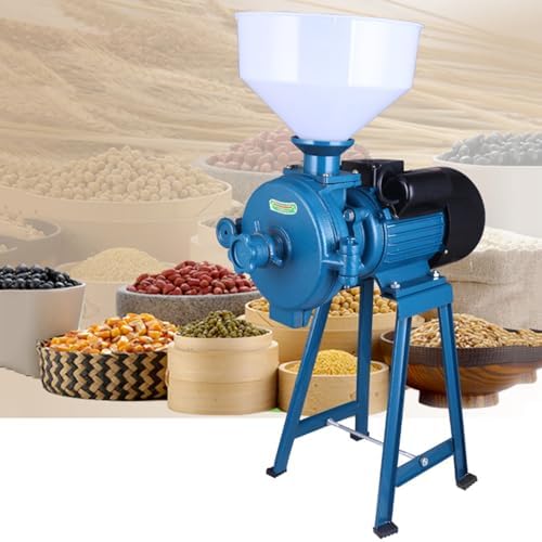 Electric Grain Mill Crusher - Heavy Duty Wet & Dry Grinder for Cereals, Adjustable Thickness, 1400 RPM, 50-75 kg/h Output, Ideal for Corn, Rice, Wheat, Soybean, Includes Funnel