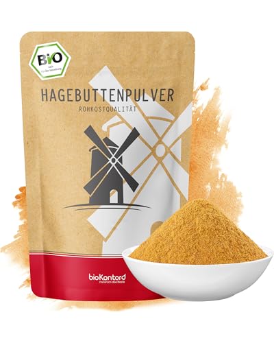 bioKontor – Bio Hagebuttenpulver 1000g – Hagebuttenmehl aus Rosa Canina – Hagebutten gemahlen fein – Hagebuttenpulver – Bio Hagebutte – vielseitig für Smoothies, Müsli & Rezepte