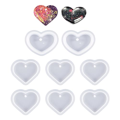 ZBHDEYG 8 Moldes de Silicona de Amor de Resina Epoxi para Hacer Colgantes, Joyas, Llaveros - Herramientas de Fundición