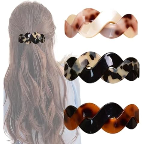 3 Pieces French Design Hair Barrette Large Barrettes Rectangle Snap Hair Barrettes Acrylic Tortoise Hair Clip Exquisite Hair Clips For Women Girl Cover